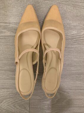 Vince Leather & Mesh Slingback Kitten Heel